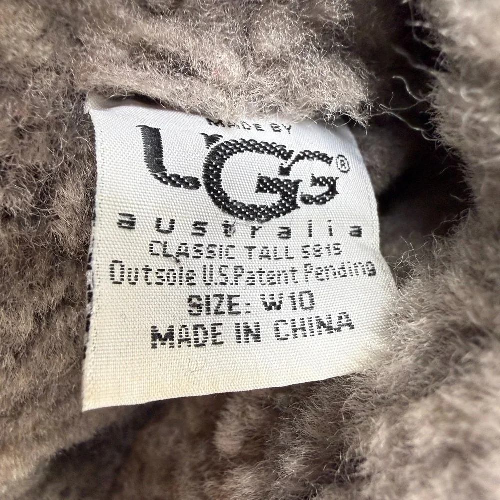 UGG Classic Tall Gray Grey Suede Boots Womens 10 Shearling Fur Cozy Cottagecore